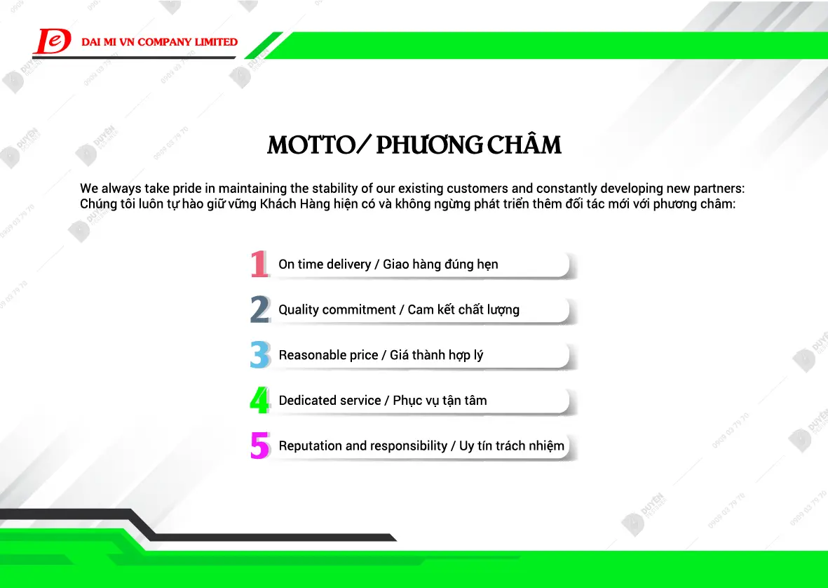 Thiết Kế Trang Phương Châm Profile DAI MI