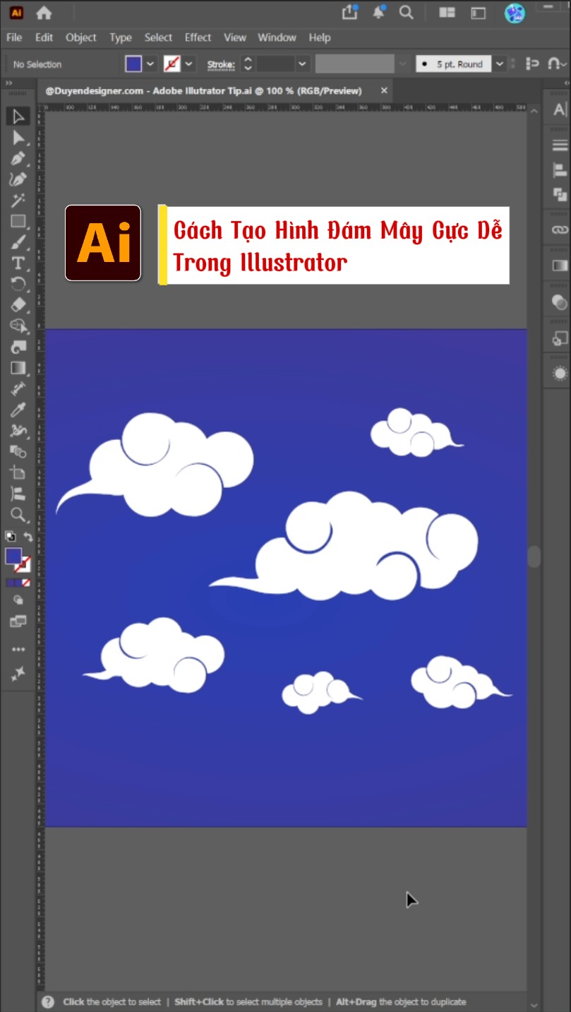 Hướng dẫn cách tạo đám mây trong Illustrator cực dễ và nhanh chóng